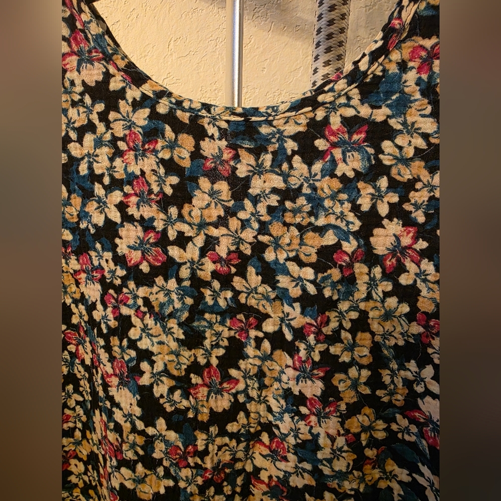 Multicolored Floral Flutter Sleeve Peplum Top Boho Blouse Women's 14 - Picture 5 of 8